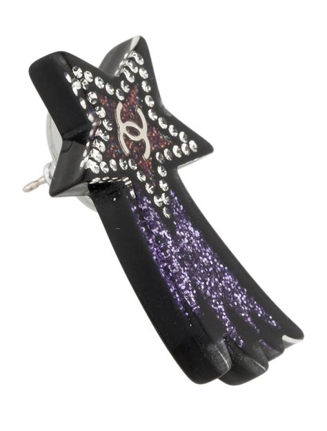 chanel shooting star brooch|CHANEL Glittered Resin Strass Shooting Star Brooch Black.